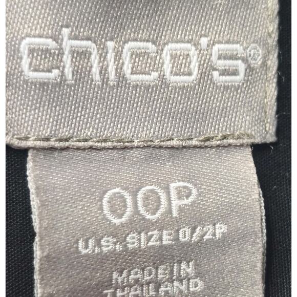 Chicos Black Gold Polka Dots No Iron 100% Cotton Blouse Size 00P (Size 0/2P) - Picture 8 of 12